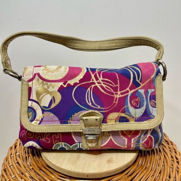 Coach Poppy C‎ Metallic Layla Graffiti Metallic Demi Satchel Shoulder Swing Bag - Picture 10 of 10